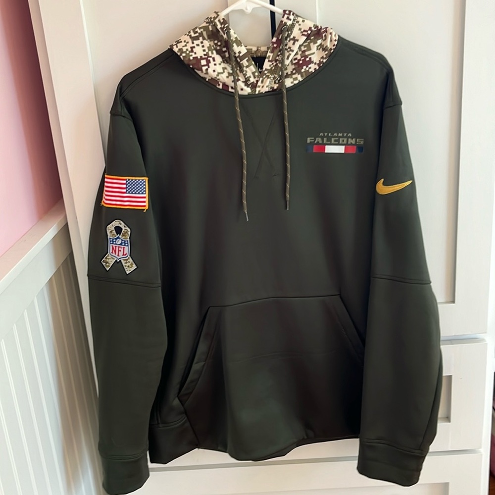 Nike Dri Fit NFL PATRIOTS Green Urban Camo Hooded Pullover Mens Size L